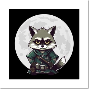 Militant Racoon And Moon Design Posters and Art